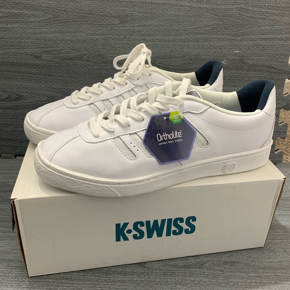 K-Swiss Court Traymore Mens 07147-101-M Low White Size 10.5 New In Box Sneaker
